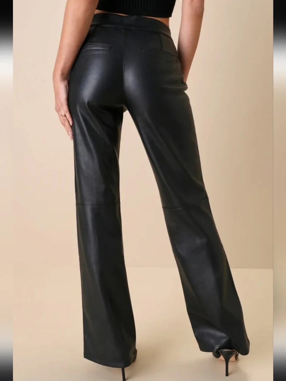 Free People Uptown Black High-Rise Vegan Leather Pants/ 4